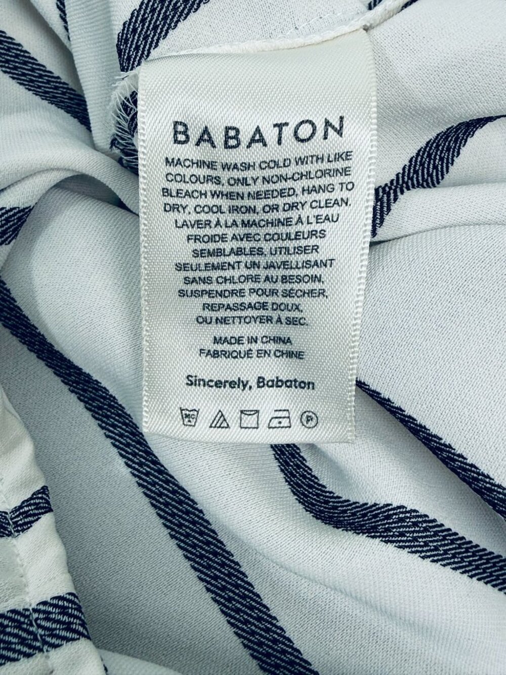 ARITZIA BABATON Everly Camisole, White and Navy Blue Striped  Women's Size Med - Picture 6 of 6